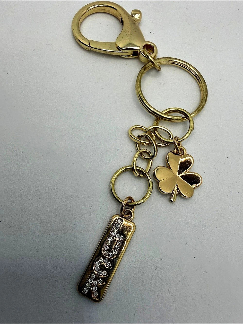Lucky Clover Charm Keychain Gold